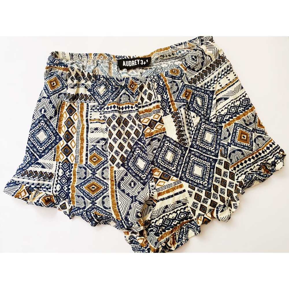 Blue tribal print Aztec shorts
